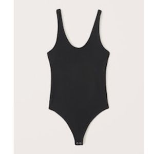 Abercrombie Soft AF Seamless Rib Fabric Scoopneck Bodysuit Size XL Black